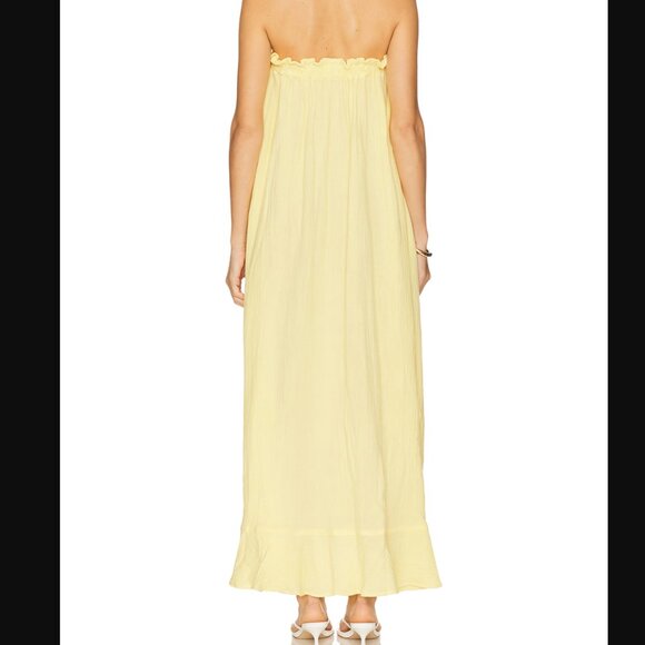 Show Me Your Mumu Around The World Maxi Dress - Strapless Yellow Cotton Gauze S - Picture 4 of 9